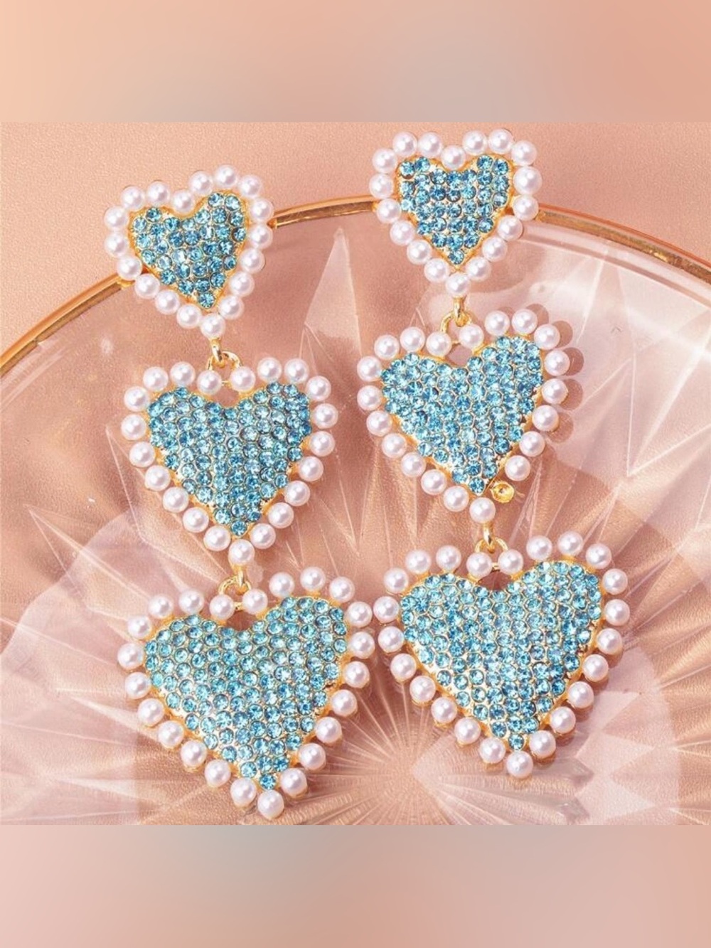 Rhinestone heart drop earrings